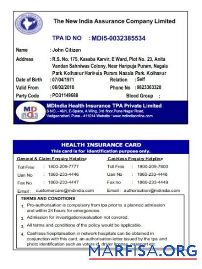 Realistic India The New India assurance company limited health insurance card download for verification